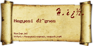 Hegyesi Ágnes névjegykártya
