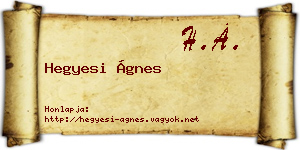Hegyesi Ágnes névjegykártya